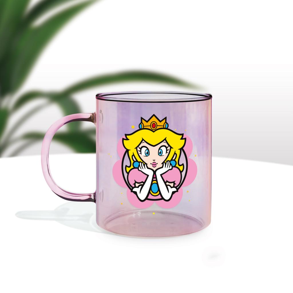 Super Mario Princess Peach Iridescent Glass Mug