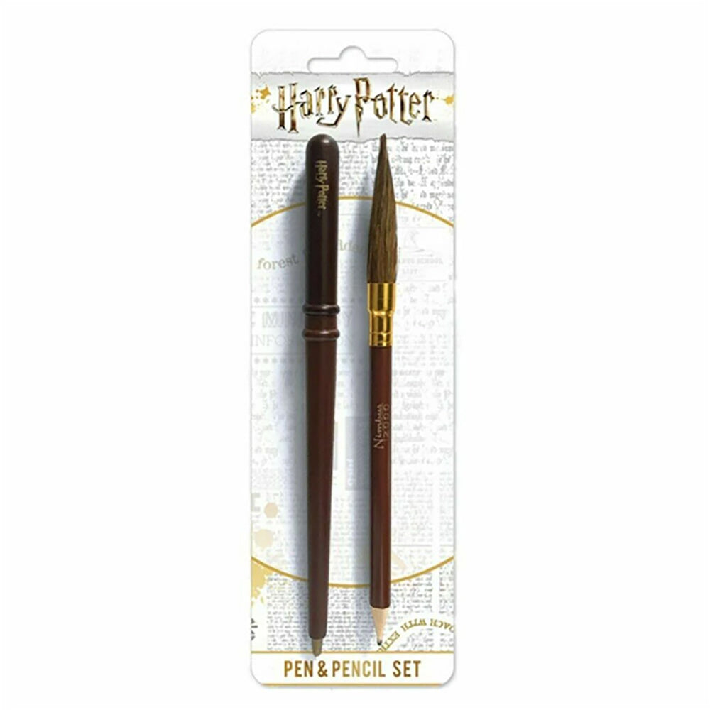 Harry Potter Wand and Broom Pen Pencil Set