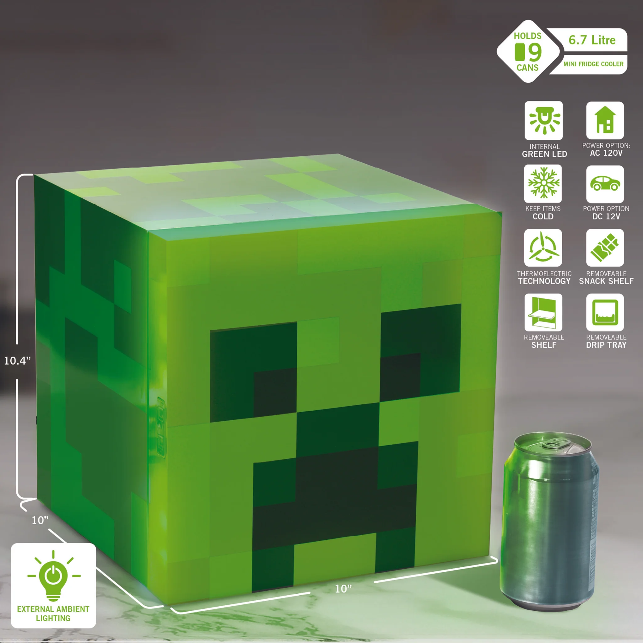 Ukonic Minecraft Creeper Square Mini Fridge