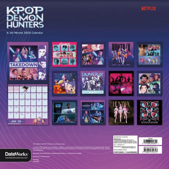 K-Pop Demon Hunters Calendar 2026